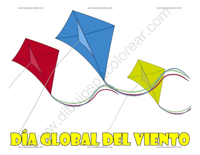 Día Global del Viento dibujo a color y para colorear